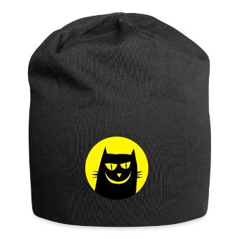 Chat drôle - Bonnet en jersey - noir - Devant
