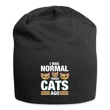 I Was Normal Three Cats Ago - Cat Cats Muster - Jersey Beanie - black - Front