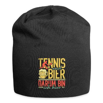 Tennis Und Bier Darum Bin Ich Hier - Jersey-Beanie - Schwarz - Vorne