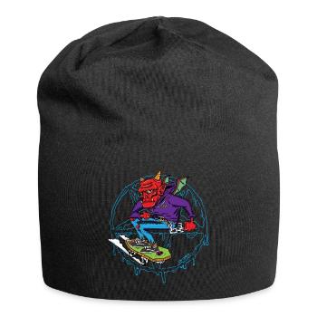 Skate or ... burn in Hell! - Jersey Beanie - black - Front
