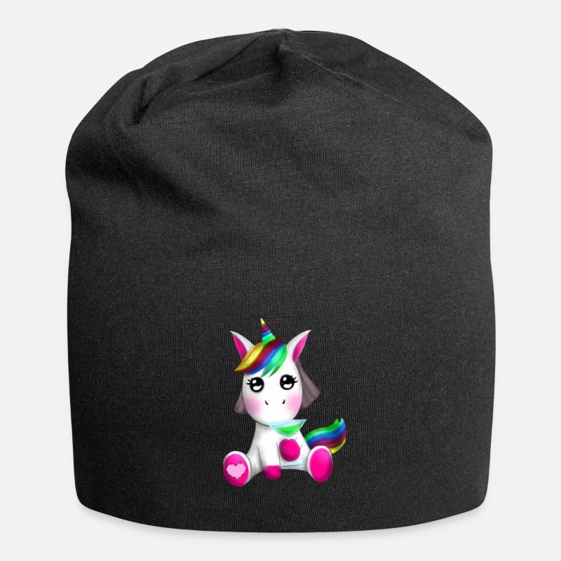 Einhorn - Jersey-Beanie - Schwarz