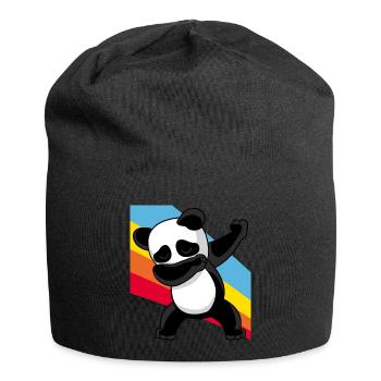 Retro Vintage Style Pop Art Dabbing Dab Panda Bär - Jersey-Beanie - Schwarz - Vorne