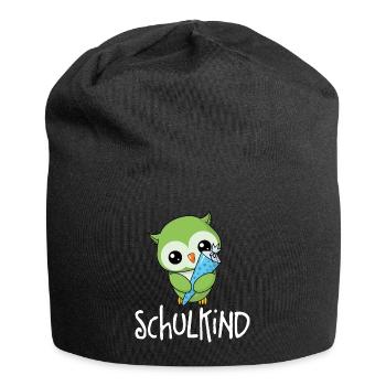 Kleine Eule - Schulkind - Jersey-Beanie - Schwarz - Vorne