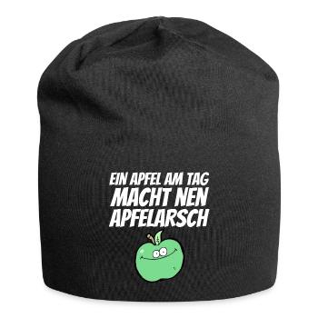Obst Apfel Po Arsch süß witzig gesund Sexy Blatt - Jersey-Beanie - Schwarz - Vorne