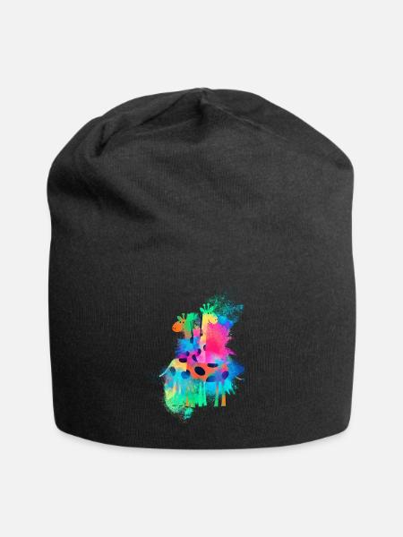 Giraffe africa colorful - Jersey Beanie - black