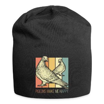 Tauben machen mich glücklich - Jersey-Beanie - Schwarz - Vorne