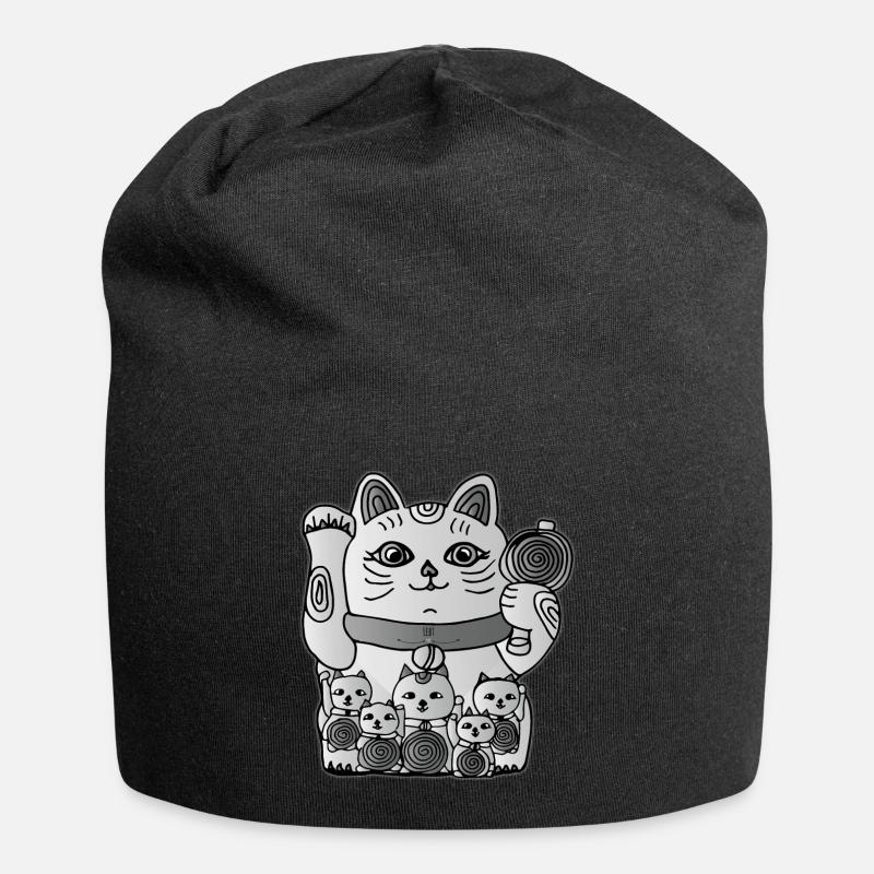 Chat chinois chanceux - Bonnet en jersey - noir