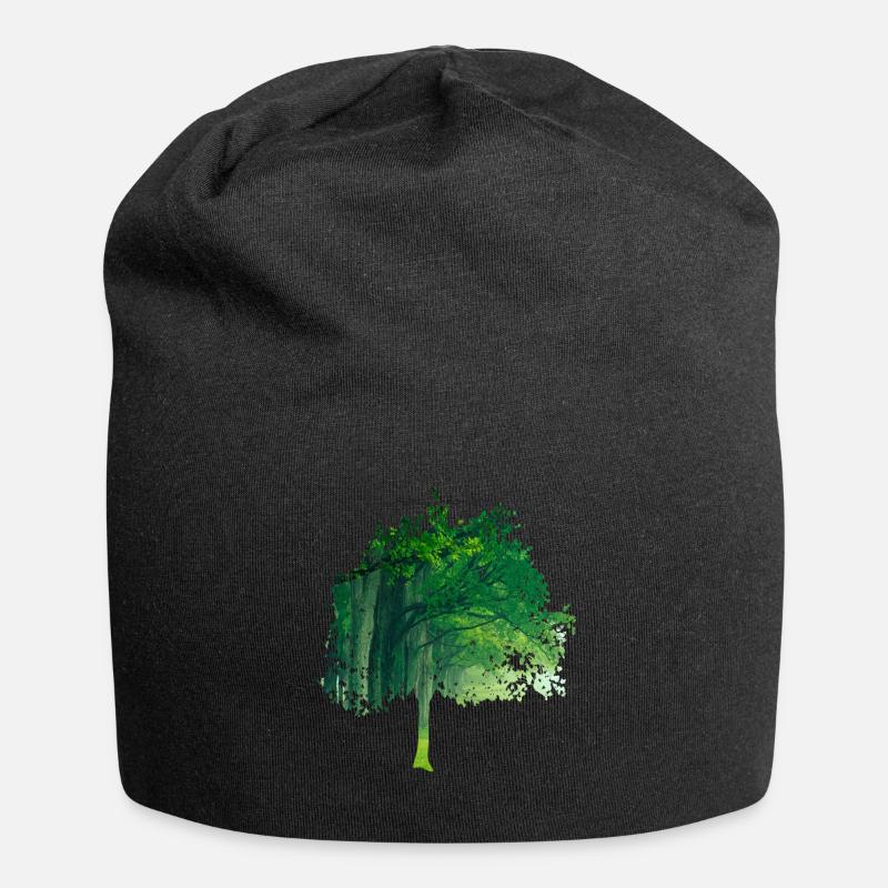 Fraktale & Regenbogen, Nerd Geschenk, Baum & bunt - Jersey-Beanie - Schwarz