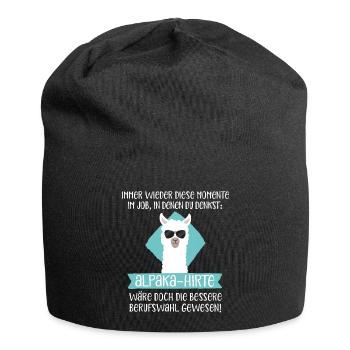Alpaka-Hirte - Jersey-Beanie - Schwarz - Vorne