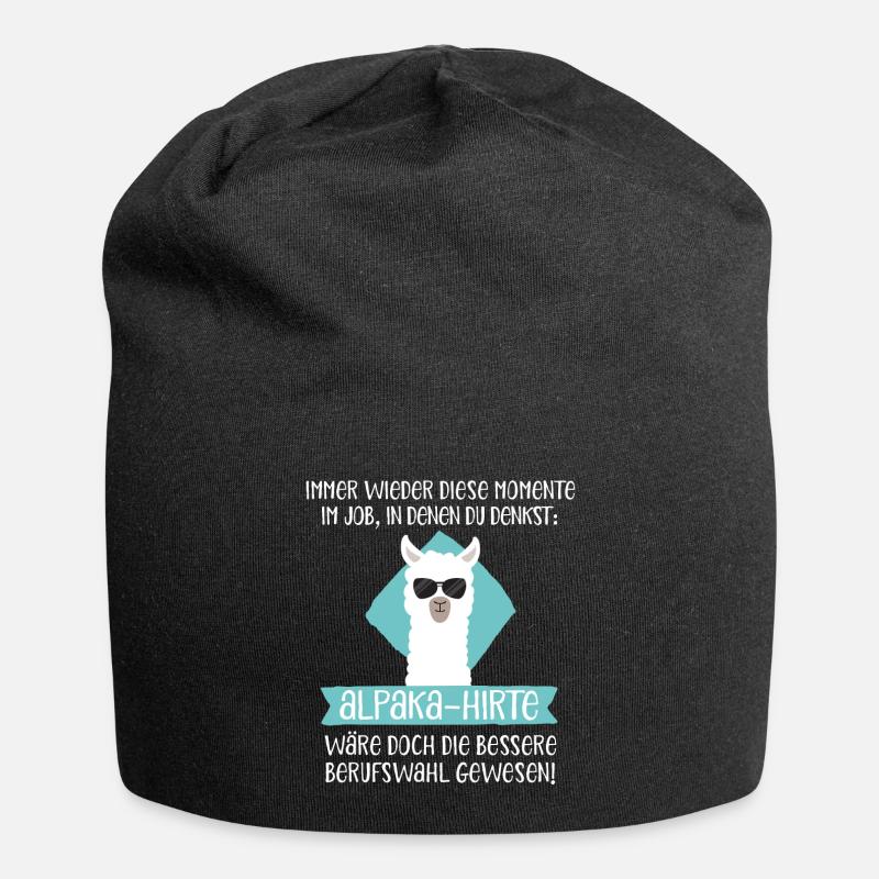 Alpaka-Hirte - Jersey-Beanie - Schwarz