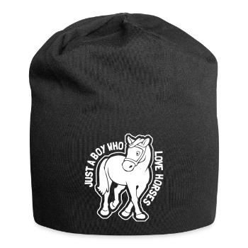 Just A Boy Who Love Horses Gift Rider Gift - Jersey Beanie - black - Front