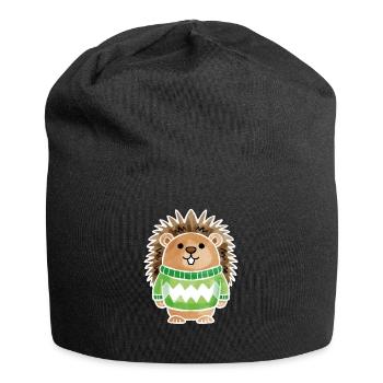 Hedgehog sweater white - Jersey Beanie - black - Front
