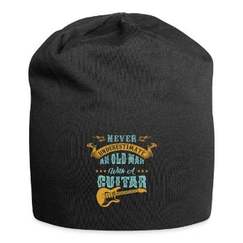Lustiges alter Mann mit Gitarre Geschenk Musik - Jersey-Beanie - Schwarz - Vorne