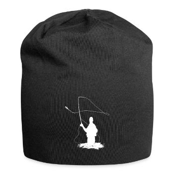 Fly fishing fishing fish angler fishing gift - Jersey Beanie - black - Front