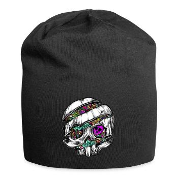 Geschnittener Schädel mit Gekritzeln - Jersey-Beanie - Schwarz - Vorne