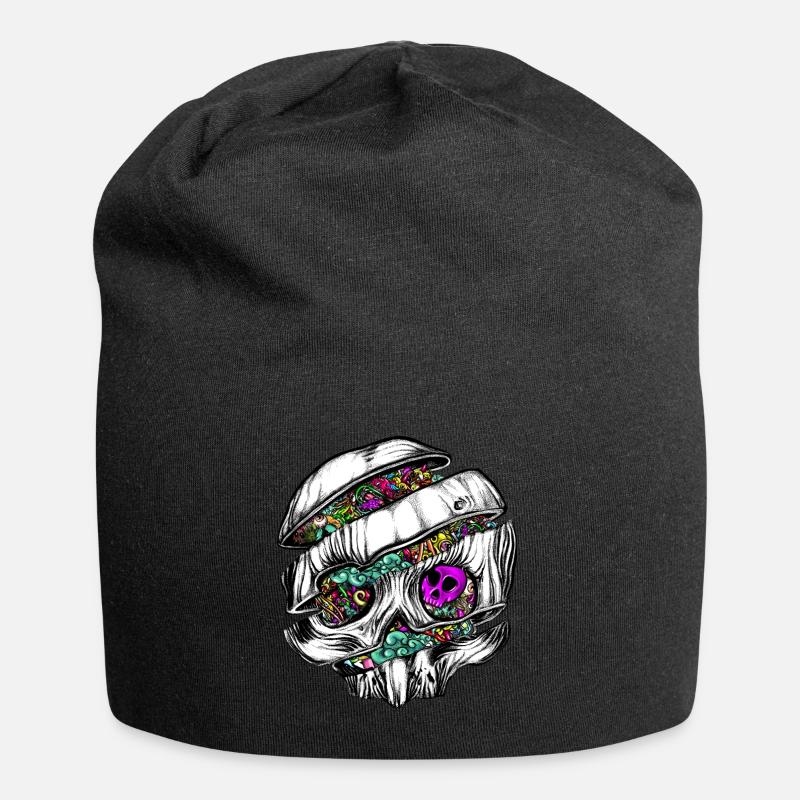 Crâne en tranches avec griffonnages - Bonnet en jersey - noir