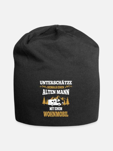 Mann mit Wohnmobil - Jersey-Beanie - Schwarz
