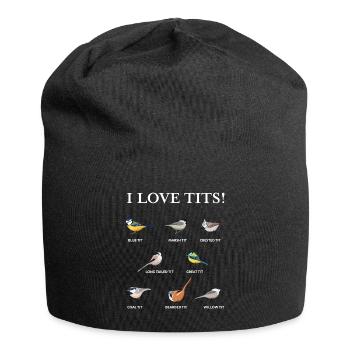 I love tits Funny Gift for Birdwatching & Tit bird - Jersey Beanie - black - Front