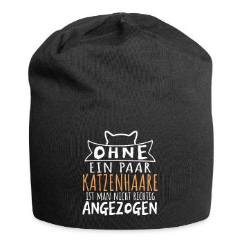 Ohne Katzenhaare nicht richtig angezogen - Jersey-Beanie - Schwarz - Vorne