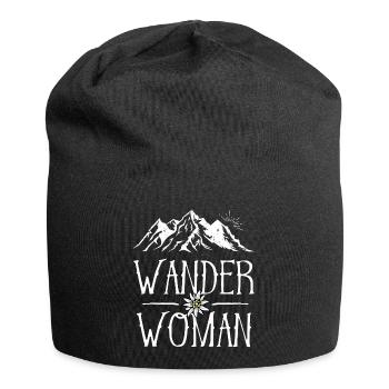 Wander Woman Berge Bergsteigen Wandern Sprüche - Jersey-Beanie - Schwarz - Vorne