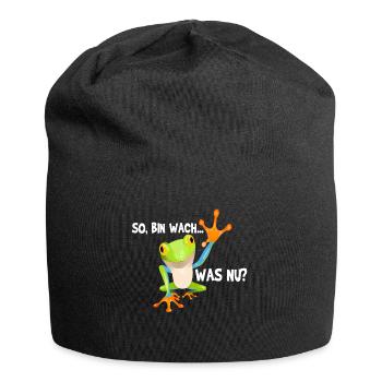 Frosch Froschmotiv Frösche Amphibien Geschenkidee - Jersey-Beanie - Schwarz - Vorne