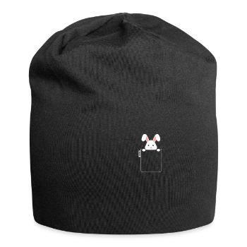 Rabbit in pocket with label - Jersey Beanie - black - Front