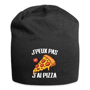 J'peux pas j'ai pizza cadeau drôle bouffe - Bonnet en jersey - noir - Devant