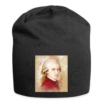 Wolfgang Amadeus Mozart in watercolor style - Jersey Beanie - black - Front