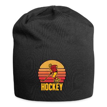 Eishockey Hockeyschläger Eissport Team Geschenk - Jersey-Beanie - Schwarz - Vorne