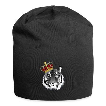 Tigre cool avec une couronne - Bonnet en jersey - noir - Devant