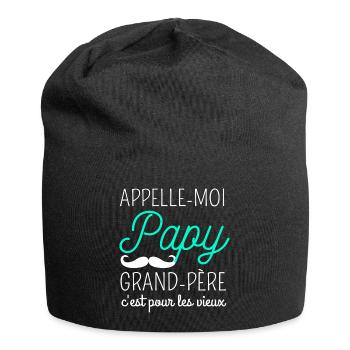T shirt papy "appelle-moi papy" humour papy cadeau - Bonnet en jersey - noir - Devant