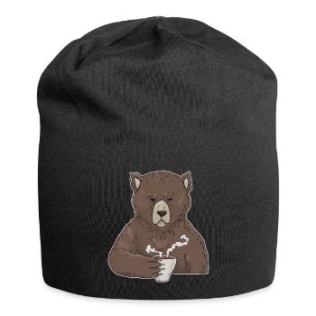 Ours grincheux avec café muffins du matin - Bonnet en jersey - noir - Devant