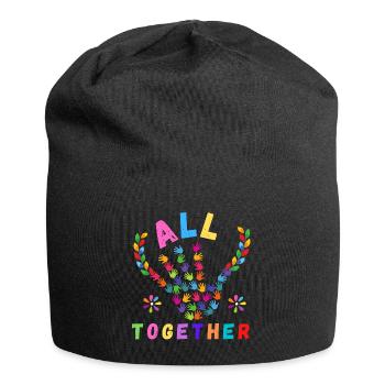 Love Rainbow Rain ALL TOGETHER - Jersey Beanie - black - Front