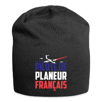 Pilote de vol à voile France | Planeur Cadeau - Bonnet en jersey - noir - Devant