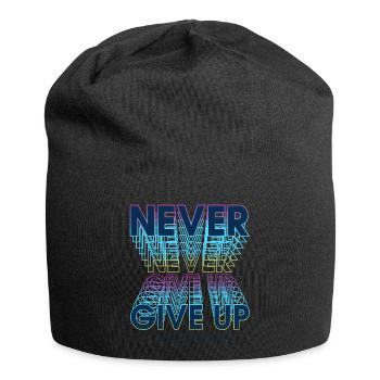 never give up schriftzug - Jersey-Beanie - Schwarz - Vorne