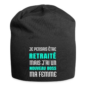 tee shirt retraité humour retraite homme cadeau - Bonnet en jersey - noir - Devant