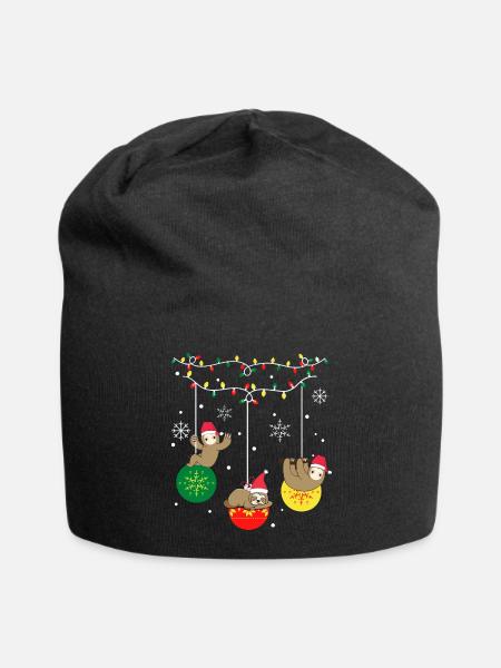 Faultier Weihnachten - Jersey-Beanie - Schwarz