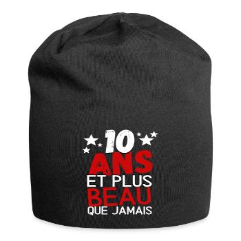 T shirt anniversaire 10 ans humour enfant cadeau - Bonnet en jersey - noir - Devant