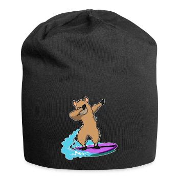 dab dabbing lama surfing saying geschenkidee lamas - Jersey Beanie - black - Front