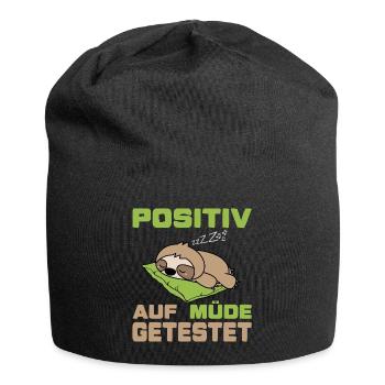 Positiv auf müde getestet (Faultier-Edition) - Jersey-Beanie - Schwarz - Vorne