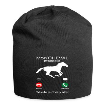 T shirt cheval mon cheval m'appelle humour cadeau. - Bonnet en jersey - noir - Devant