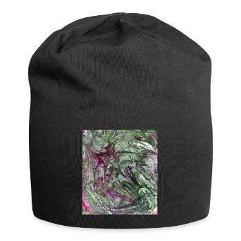 Farbverlauf grün rot - Jersey-Beanie - Schwarz - Vorne