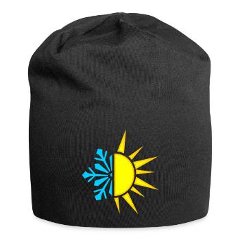 Logo d’isolation froid chaleur neige soleil - Bonnet en jersey - noir - Devant