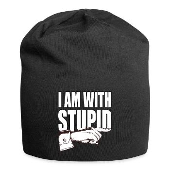 I'm with stupid - funny saying - Jersey Beanie - black - Front