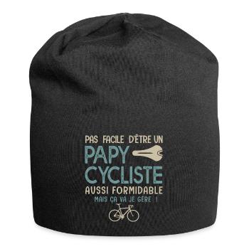 papy cycliste formidable vélo velo vélos - Bonnet en jersey - noir - Devant