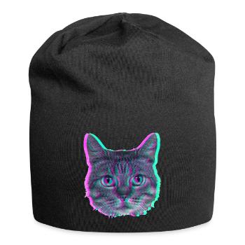 Tête de chat - Rétro - Bonnet en jersey - noir - Devant