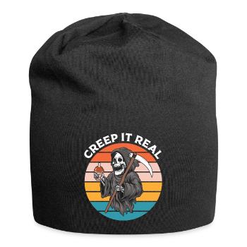 Halloween Skelett mit Sense - Jersey-Beanie - Schwarz - Vorne