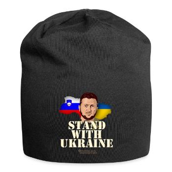 La Slovénie se tient aux côtés de l’Ukraine - Bonnet en jersey - noir - Devant