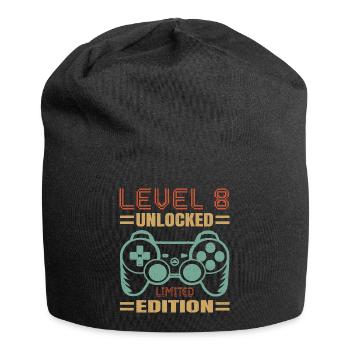 Geburtstag Level 8 freigeschaltet - Jersey-Beanie - Schwarz - Vorne