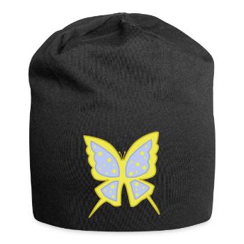 Papillion de lumiere jaune bleu - Bonnet en jersey - noir - Devant